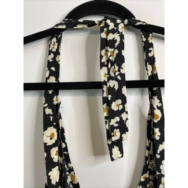 Pretty Garden Halter Maxi Dress MEDIUM Black Floral Boho Vacation Sleeveless NWT - Image 7