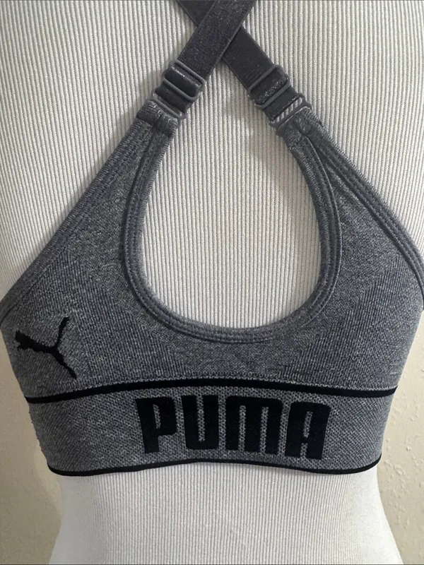 Puma Grey Seamless Racerback Sports Bra - Image 6