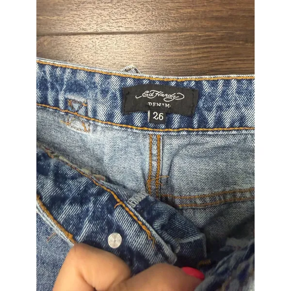 Ed Hardy Denim Jeans Women's 26 Born Free Tattoo Graphic Y2K Wide Leg - Image 3