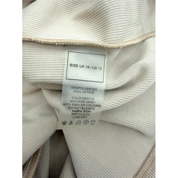 Manière De Voir Asymmetric Overall Ribbed Pencil Skirt Nude US Size 12 - Image 6