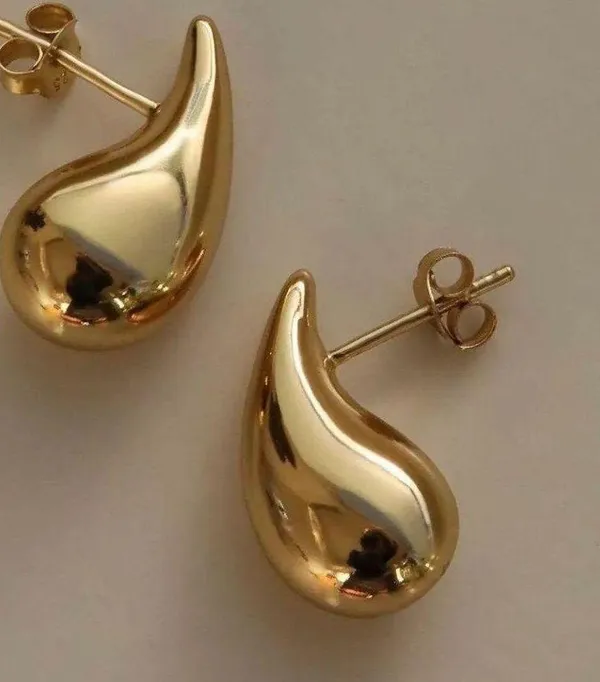 Gold Teardrop Earrings - Image 2