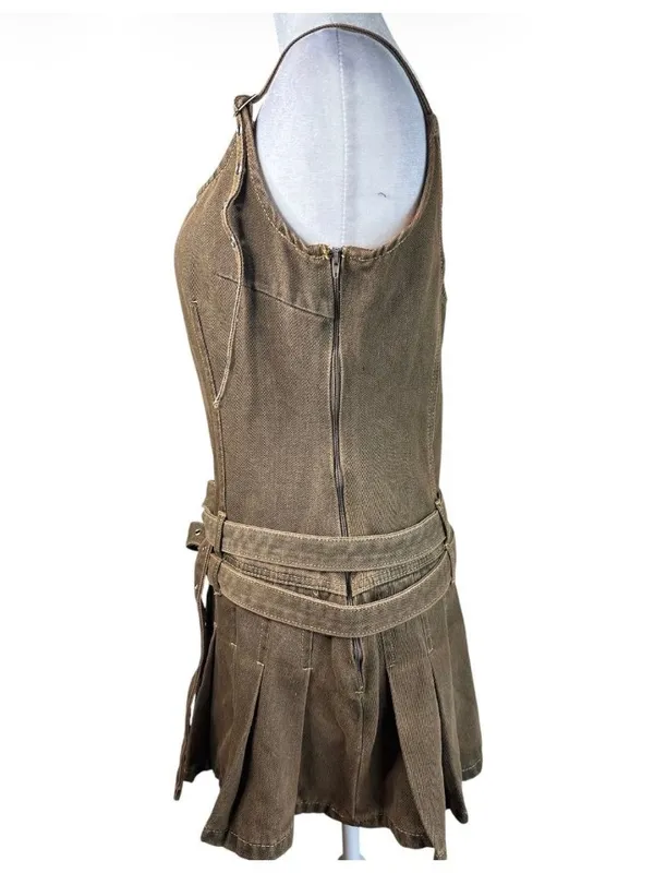 LIONESS Biker Mini Dress in Petrol Medium New Womens Denim - Image 7