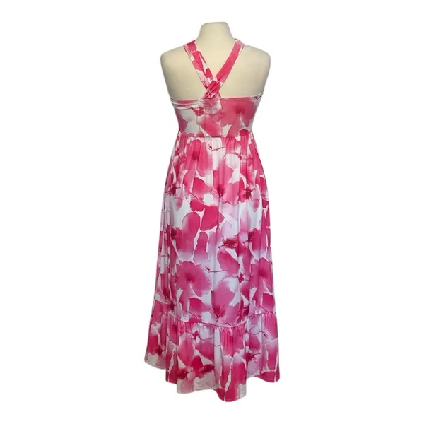 Grace Karin Criss Cross Halterneck Flowy A Line Maxi Dress in‎ Pink Watercolour - Image 6