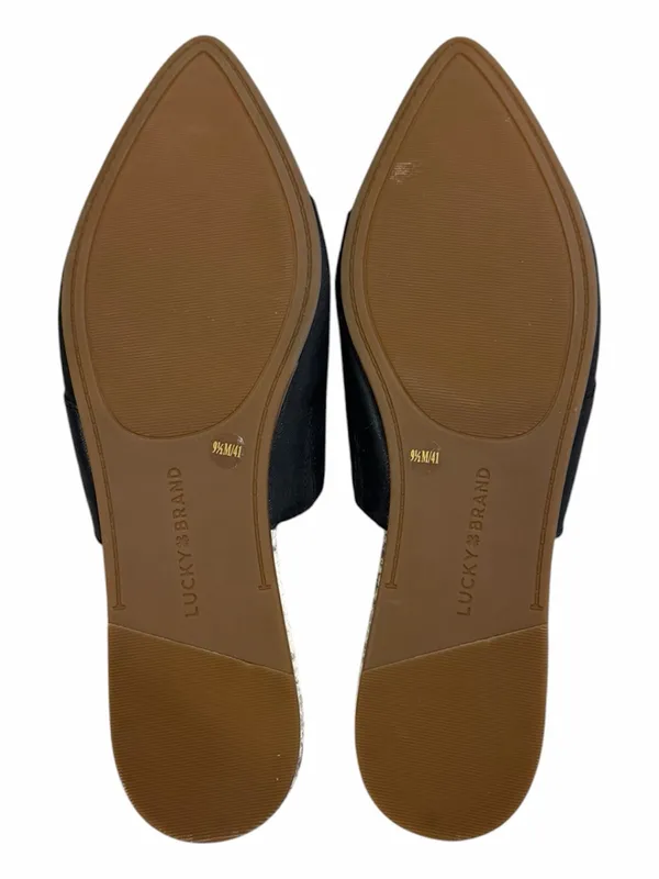 NWOB Lucky Brand Bidimin Mule in Black Leather Pointed Toe Flat Slip On Size 9.5 - Image 4