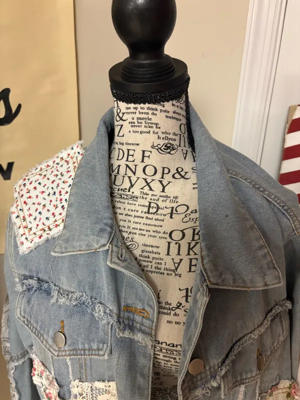 POL Patchwork Denim Jacket Shirt M - Image 2