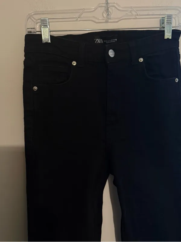 Zara Black Straight Leg Jeans with Ankle Slit - Image 3