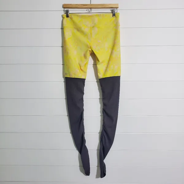 Alo Yoga Alo Goddess‎ Indio Zest High Waist Leggings Yellow & Gray. Size M - Image 3