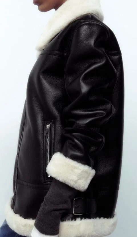 Zara Nwt Double Faced Jacket With Faux Fur - Image 6