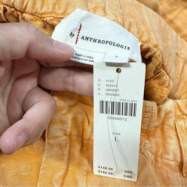 NWT By Anthropologie Embroidered Parachute Pants Linen Blend Boho Mango Mojito L - Image 12