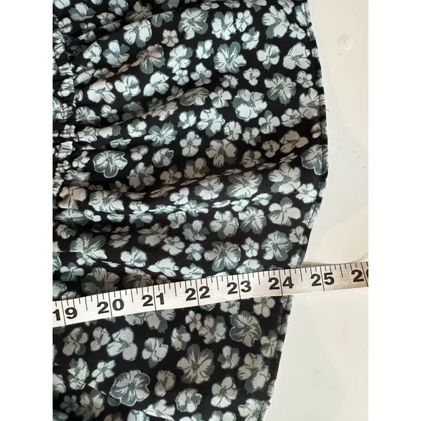 Nine West Floral Print Smocked Waist Peplum Blouse Boho Festival Peasant Top PM - Image 9