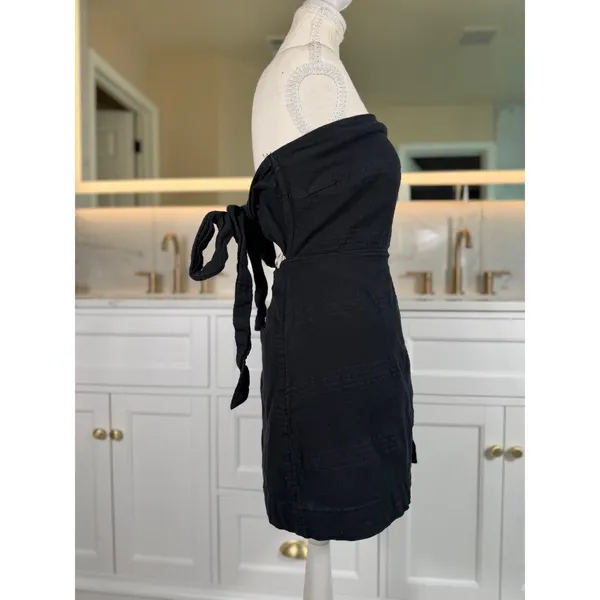 Free People Free-Est Romper Skort Womens Medium Black Tie Back Open Back Boho - Image 9