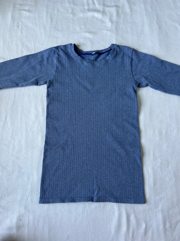 Alo Blue Ribbed Long Sleeve Workout Shirt - Image 3