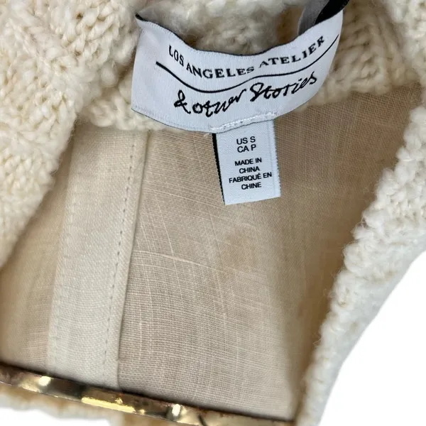 & Other Stories Cable Knit Sweater‎ Cropped Wool Blend Cream Ivory Size Small - Image 11