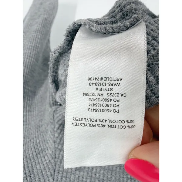 Tna Aritzia Thermal Crop Top XS Grey Excellent Mock Neck Long Sleeve Waffle - Image 6