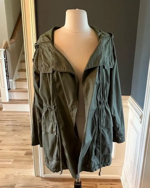 Ellison Olive Green Lightweight Utility Jacket Hooded Womens Medium - Image 9