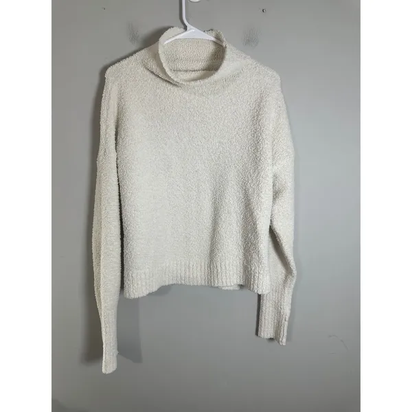 UGG Ylonda Turtleneck Sweater Cream Fuzzy Boucle‎ Knit Pullover 1018963 Mens M - Image 2