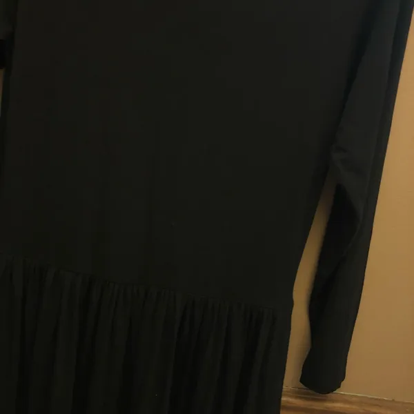 Nordstrom the Catalog Pleated‎ Babydoll Shoulder Pad Maxi Dress Black Small - Image 5