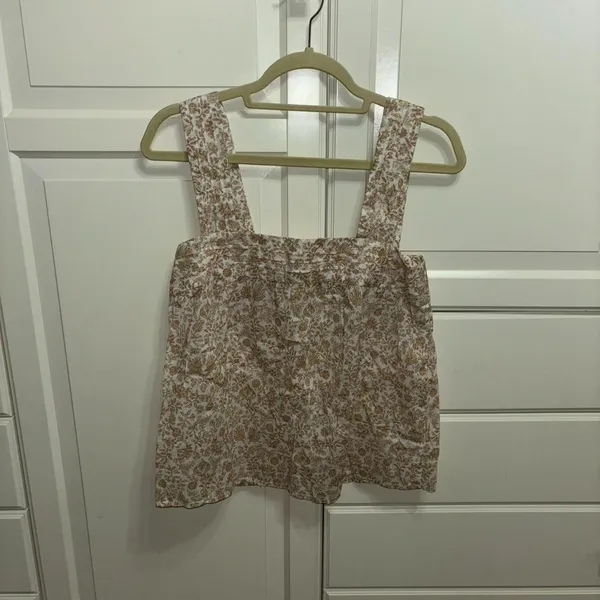 Faherty Ozette Vines Tank Top Floral Organic Cotton Square Neck - Image 2