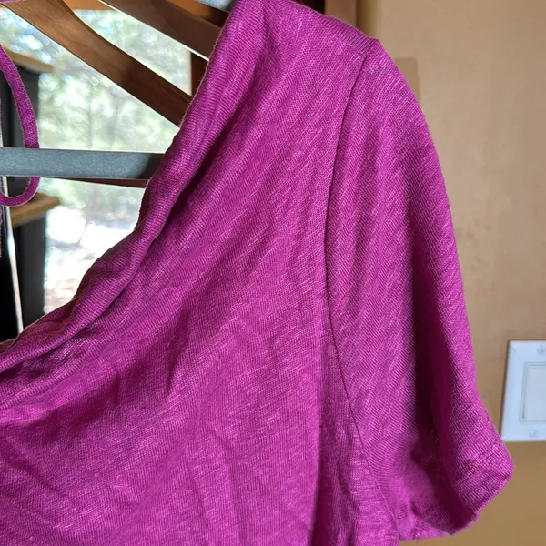 Anthropologie Maeve Fuchsia Linen Back Twist Tie Top Size Large - Image 7
