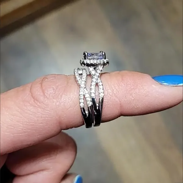 Love Eternity Set 2pc Cubic Zirconia Braided Double Band size 9 - Image 13