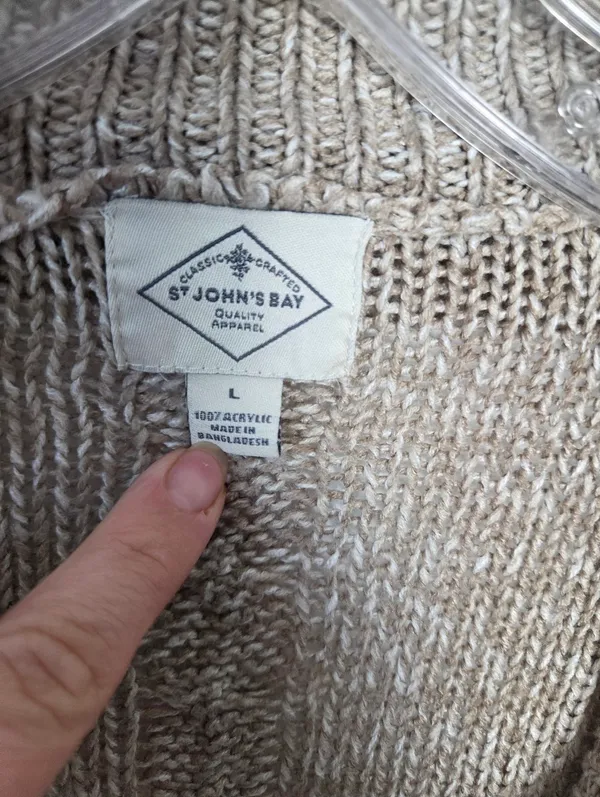Oatmeal Beige Cardigan Sweater Shawl Collar Cable Knit Comfy Loungewear Large - Image 4