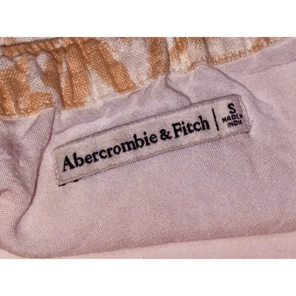 Abercrombie & Fitch White Tan Floral Linen Side Slit Micro Mini Skirt Size Small - Image 4