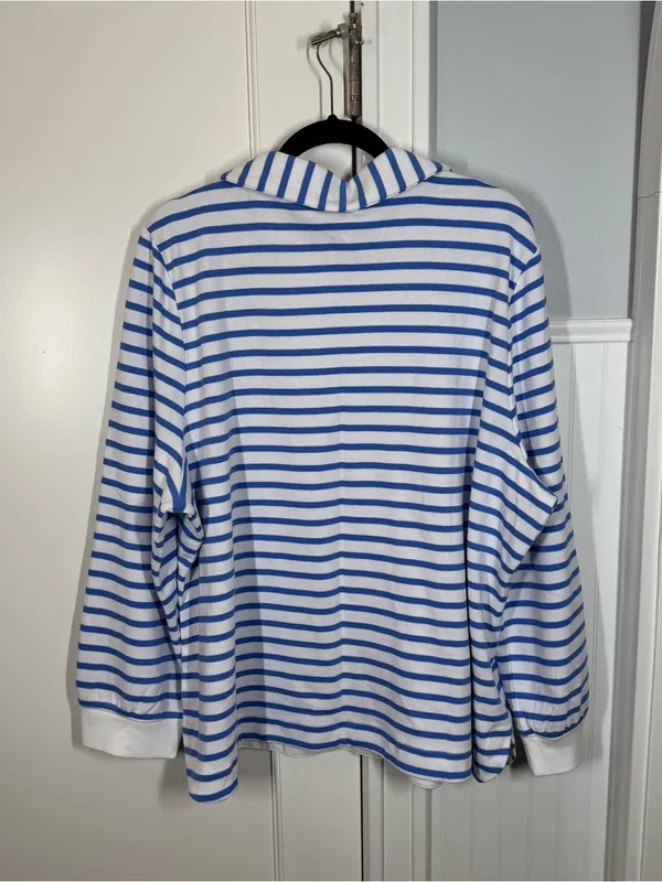 Talbots Breton Stripe Collar Sweatshirt‎ Nautical Preppy Coastal Resortwear 3X - Image 7