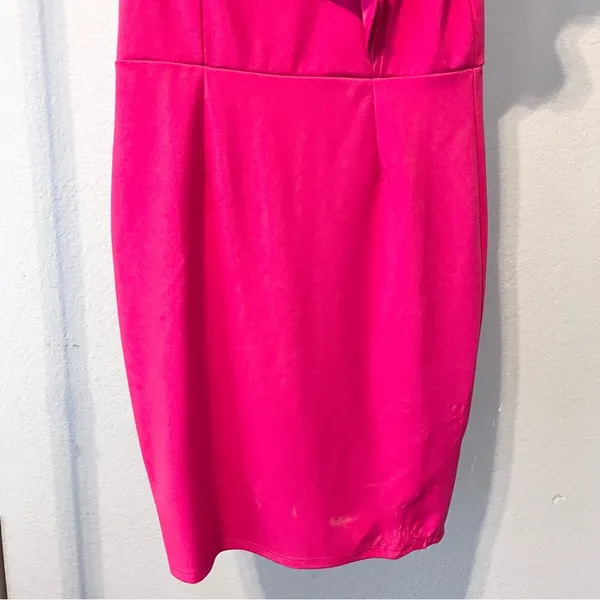 A’GACI Fuchsia Pink Ruffle Delight Dress Large NWT - Image 3