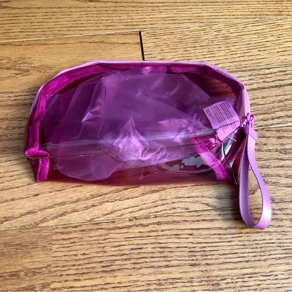 MAC Cosmetics Makeup Clear Polyurethane Pink Makeup Bag Pouch NWOT - Image 2