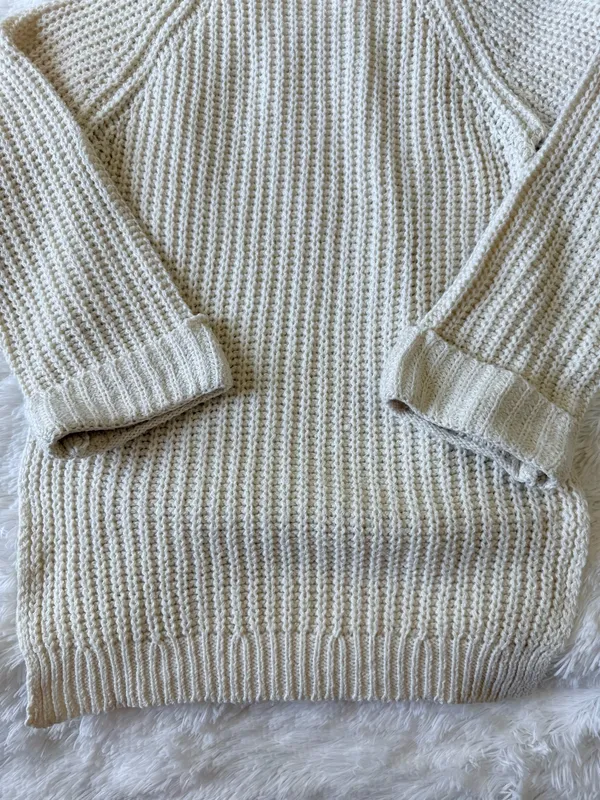 Cream White Turtleneck Knitted Sweater Womens Cozy Pullover - Image 2