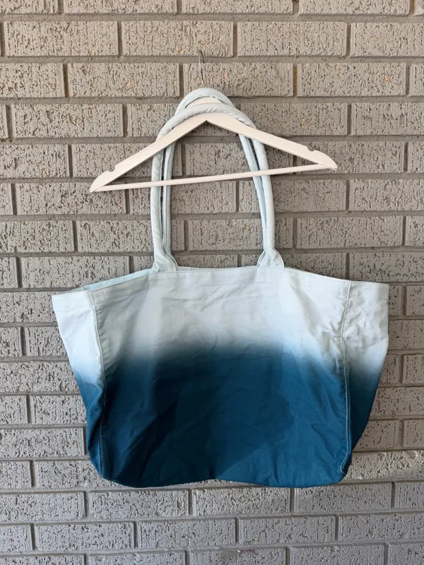 Athleta Beach Bag Gym Bag Tote Bag Blue Ombre Canvas Shopping Bag - Image 2
