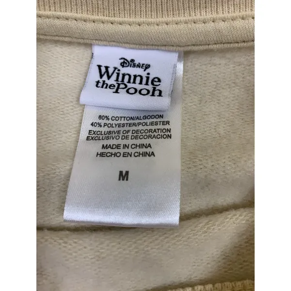 Disney Winnie The Pooh Graphic Sweatshirt Cream Cozy‎ Cartoon Pullover M - Image 3