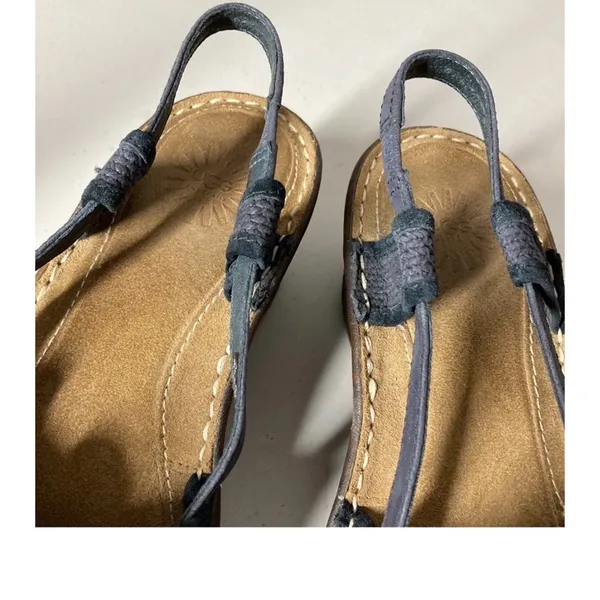 UGG‎ Black Sling back Sandals Wedge Heels Summer Comfort Canvas Stretch Sz 10 - Image 7