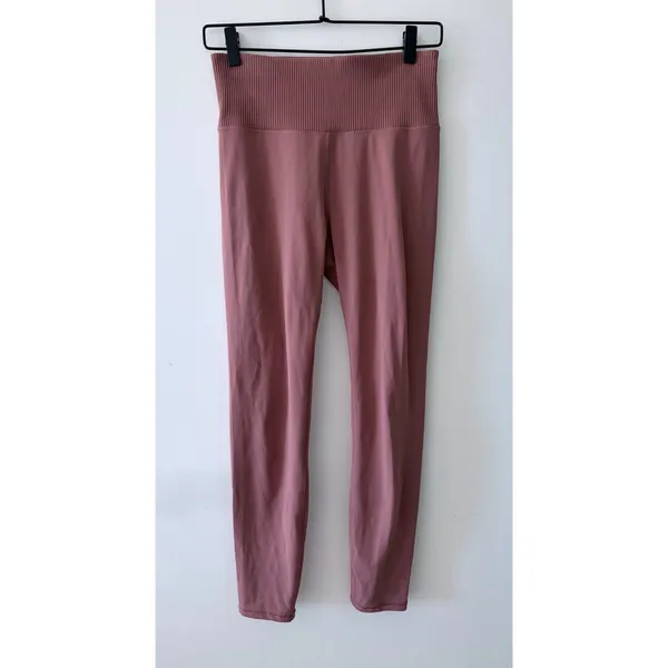 VUORI Rib Studio Marsala Pink High Rise 7/8 Leggings Womens Medium - Image 3