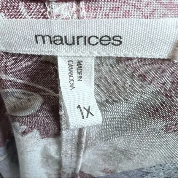 Maurice’s plus long sleeve boho patchwork smocked peplum top size 1X - Image 7