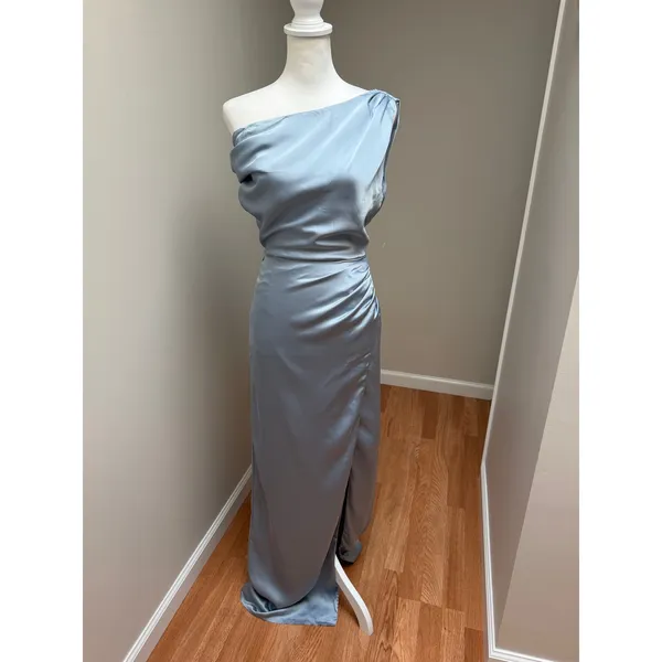 Show Me Your Mumu Jodie Dress Steel Blue Luxe Satin Size XXS - Image 5
