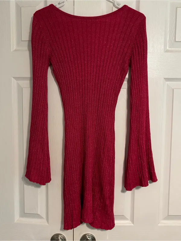 Revolve MORE TO COME Pink Ribbed Mini Dress - Image 3