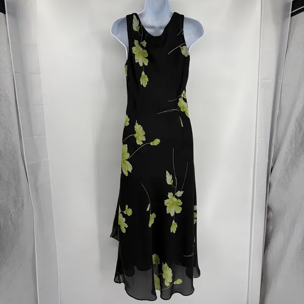 Studio I Y2K Whimsigoth Floral Maxi Dress Sz 10 Chiffon Layered Grunge Romantic - Image 6