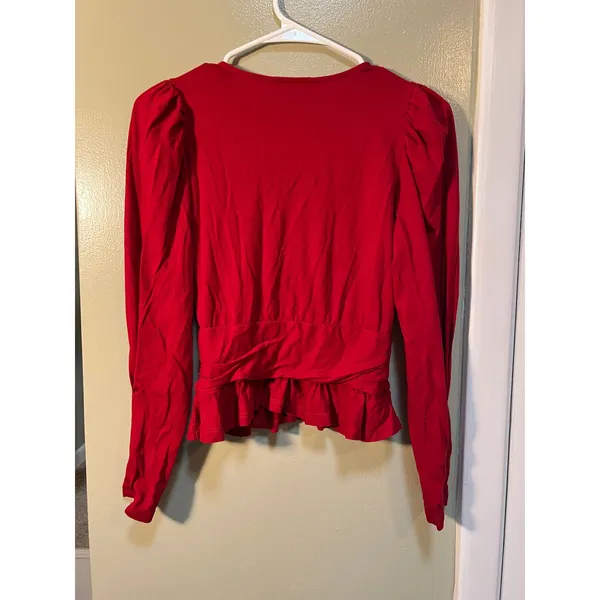 Banana Republic Womens Size XS Long Sleeve Surplice Neck Faux Wrap Peplum Blouse - Image 7
