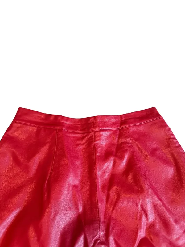 Eri + Ali Red Faux Leather Skirt Vegan Party Bold Cocktail Size 6 Women's - Image 2