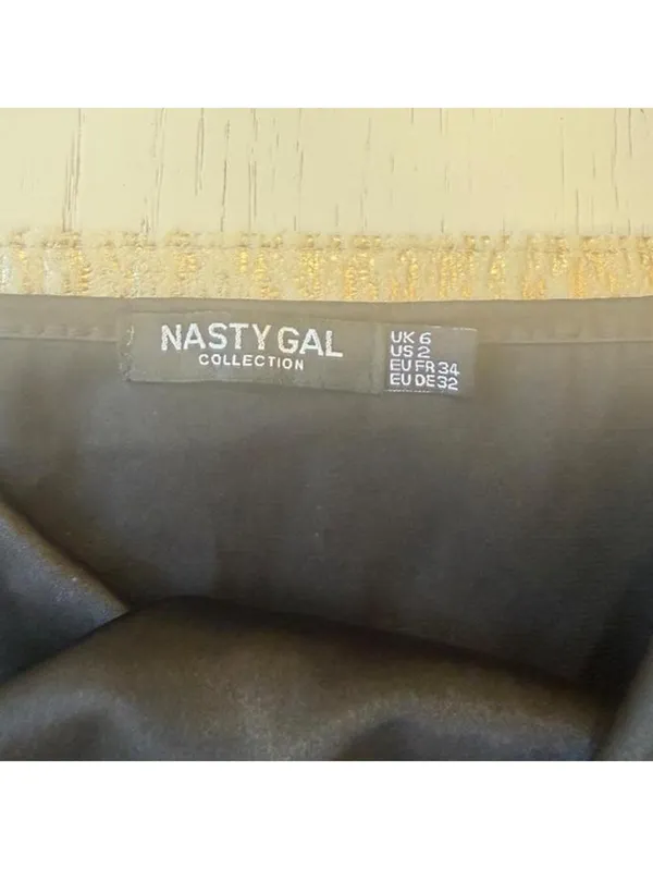 Nasty Gal Black Satin Cowl Neck Cami Top Size 2 - Image 2