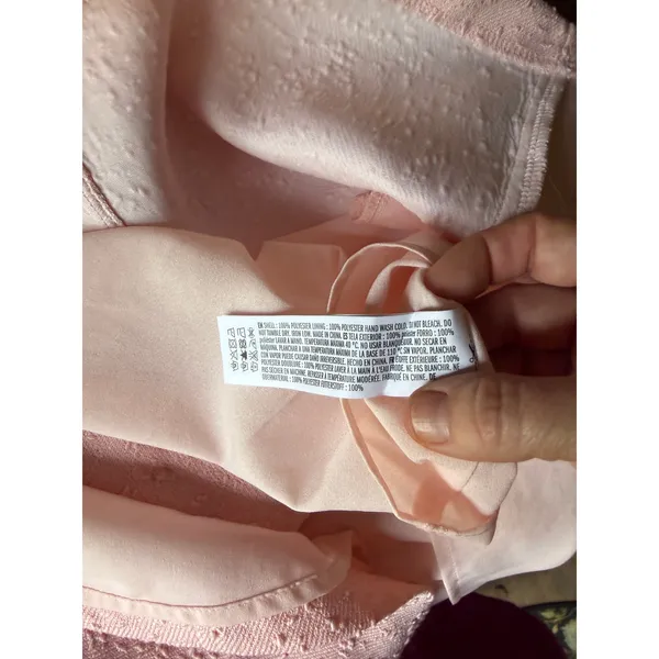 English Factory Jackie O Mod Textured Shift Dress Pink Gold Buttons M - Image 10
