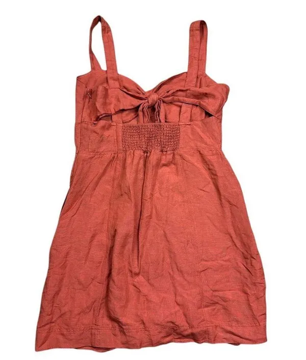 Maeve Women's Linen Twist Front Button-Down Mini Dress Burnt Orange Size L - Image 7