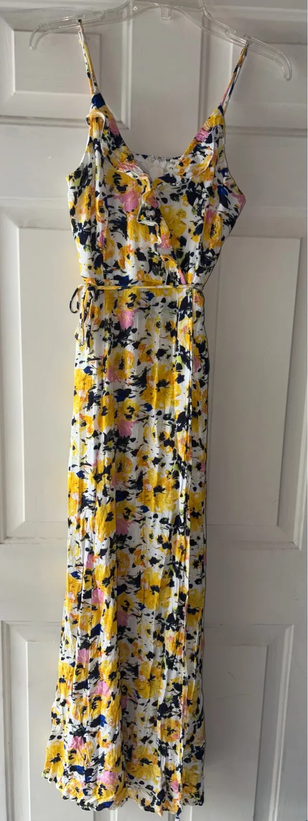 Olivia grey Yellow and Blue Ruched Maxi Sundress for Wedding Guests size M - Image 2