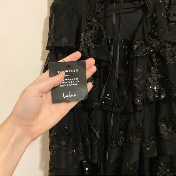 NWT Lulu's Definite Glamour Black Sequin Bustier Maxi Dress size Small - Image 10