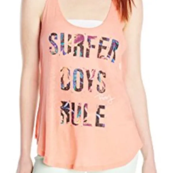 Roxy Surfer Boys Rule Racerback Tank in Coral multi sz medium - Image 2