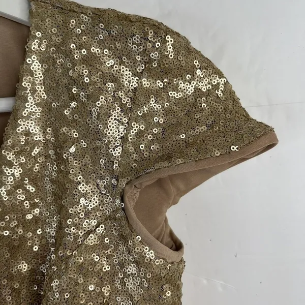 Dress The Population Size Small Cara Two Piece Gown Gold‎ Sequin Holiday Party - Image 7