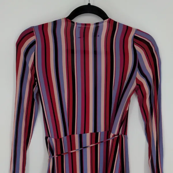 Reformation Anya Women's Wrap Dress Size Extra Small Vertical Stripe Colorful‎ - Image 12