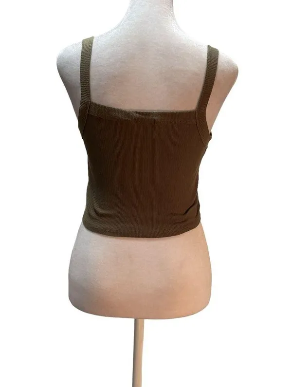 Bozzolo Mocha Brown Cropped Women's Tank Top Size Medium - Image 3