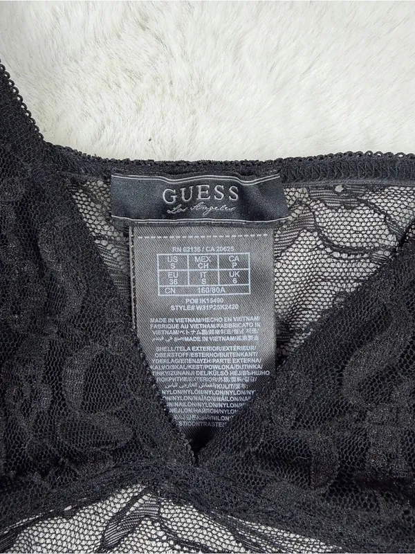 Guess Black Lace Longline Bralette Top - Image 2